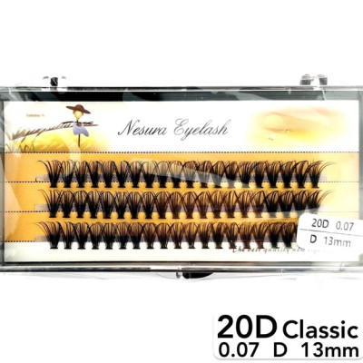 Вії Nesura 20D, вигин С, довжина 13 мм, товщина 0,07 (classic)