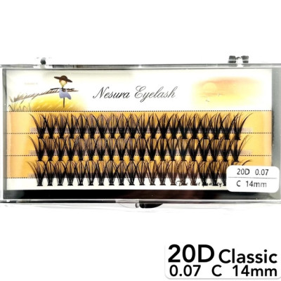 Вії Nesura 20D, вигин С, довжина 14 мм, товщина 0,07 (classic)