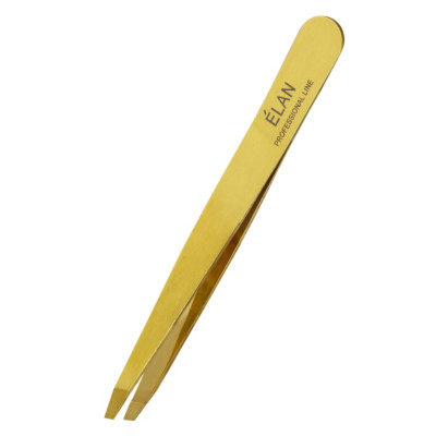 Пінцет для брів ELAN proficiency GOLD (для професіоналів, скошений, золото)
