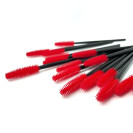 Eyelash brush silicone handle black, bristle red, piece