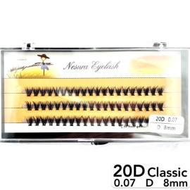 Вії Nesura 20D, вигин С, довжина 8 мм, товщина 0,07 (classic)