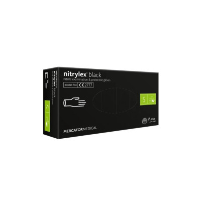 Рукавички нітрилові чорні Mercator Nitrylex, S (100 шт/уп)