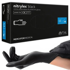 Рукавички нітрилові чорні Mercator Nitrylex, M (100 шт/уп)