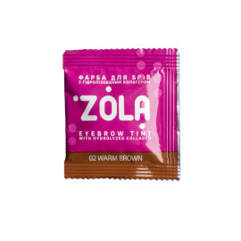 Фарба для брів з колагеном ZOLA 02 Warm brown в саше з окислювачем, 5 мл