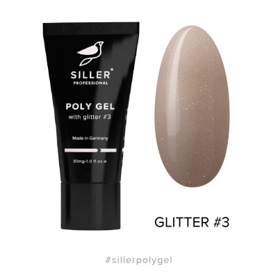 Poly Gel with GLITTER Siller Моделюючий полігель з глітером №3, 30 мл