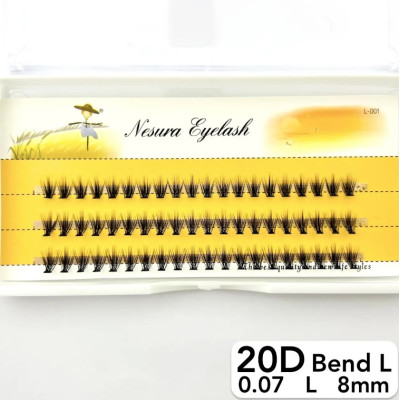 Вії Nesura 20D, вигин L, довжина 8 мм, товщина 0,07