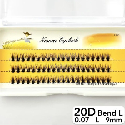 Вії Nesura 20D, вигин L, довжина 9 мм, товщина 0,07