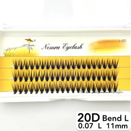 Вії Nesura 20D, вигин L, довжина 11 мм, товщина 0,07