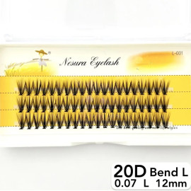 Вії Nesura 20D, вигин L, довжина 12 мм, товщина 0,07