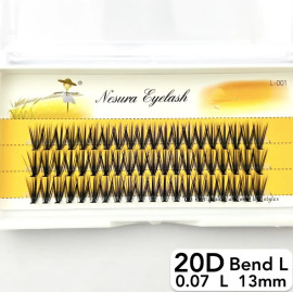 Вії Nesura 20D, вигин L, довжина 13 мм, товщина 0,07