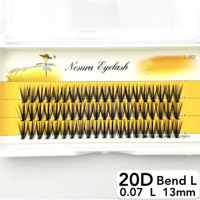 Вії Nesura 20D, вигин L, довжина 13 мм, товщина 0,07
