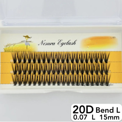Вії Nesura 20D, вигин L, довжина 15 мм, товщина 0,07