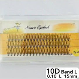 Вії Nesura 10D, вигин L, довжина 15 мм, товщина 0,10